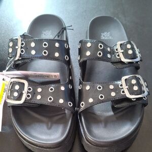 Wild Fable Black Sandals with Silver Accents